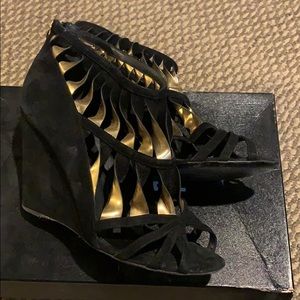 CHANEL Heel Wedge | Black and Gold | Sizes: 38